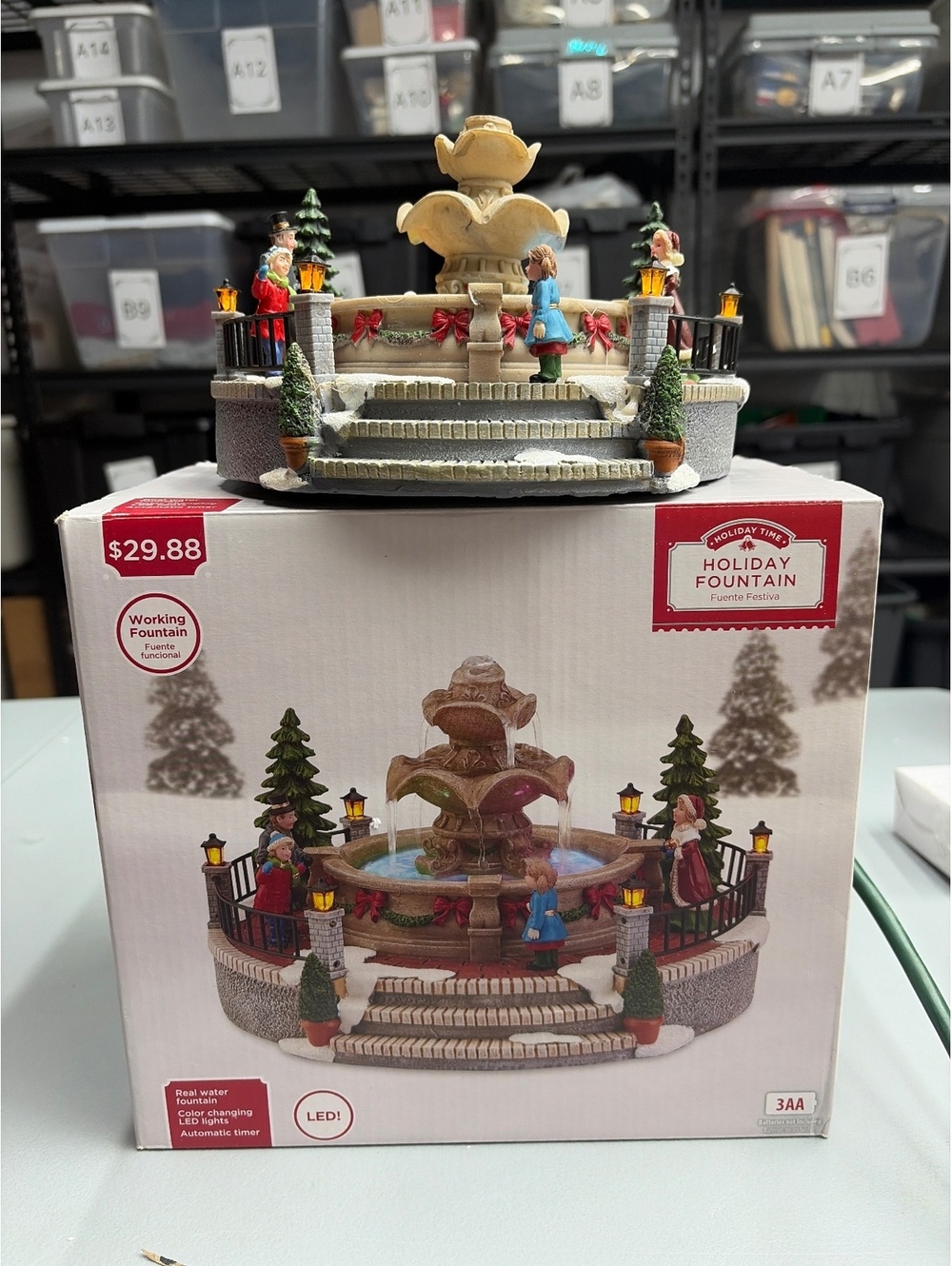 Holiday Time Christmas Village Working Water Fountain LED Lights